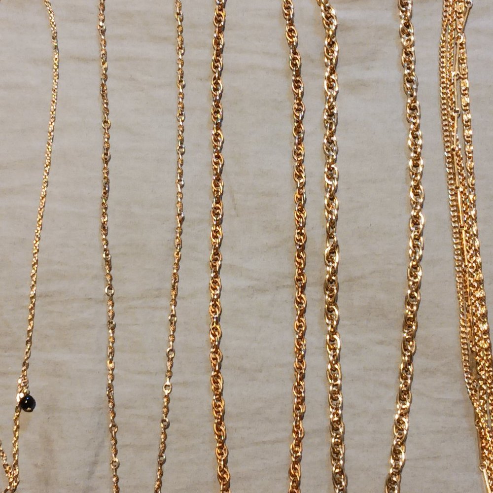 Vintage Necklace Lot (5 pc) Gold tone, beaded, layered